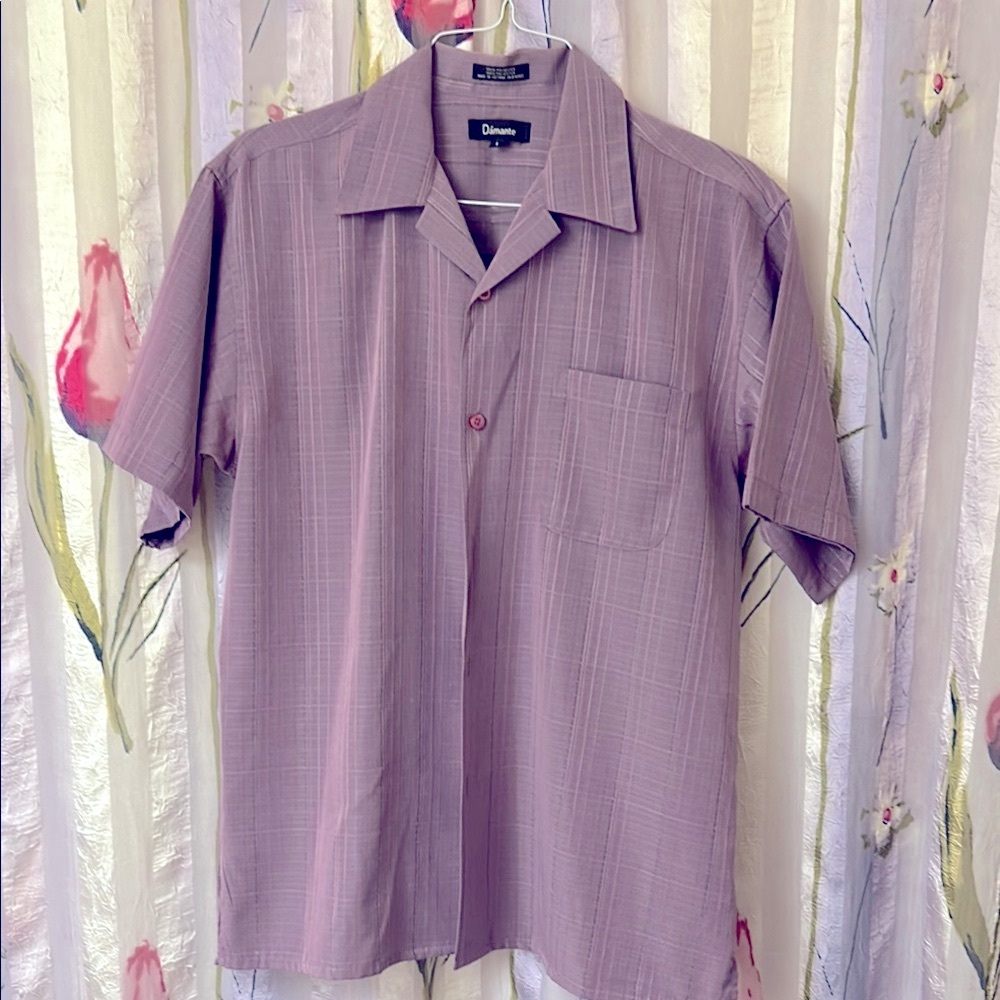 Casual Purple Button Down Shirt with Camp Collar